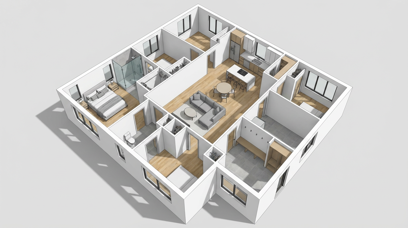 4 Bedroom 2 Bath ADU Floor Plan